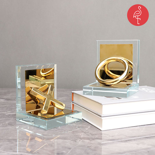OX Glass & Gold Fancy Bookend