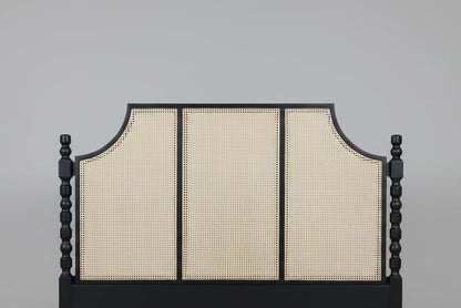 Aranya Upholstered Japandi Rattan Bed – side view – luxury rattan bed India – The Flamingo Life