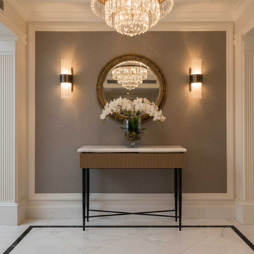 Perini Marble Top Entry Console - marble console table - The Flamingo Life