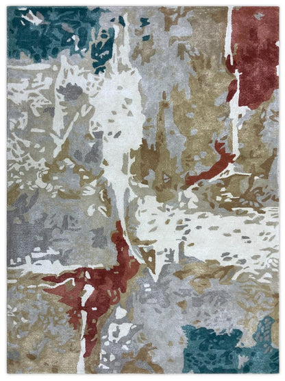 Premium Hand Tufted Abstract Carpet – front view – luxury abstract hand tufted rug India – The Flamingo Life