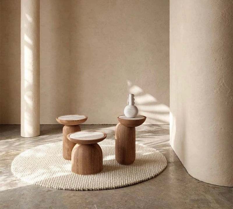 Serenity Japandi Marble Side Table
