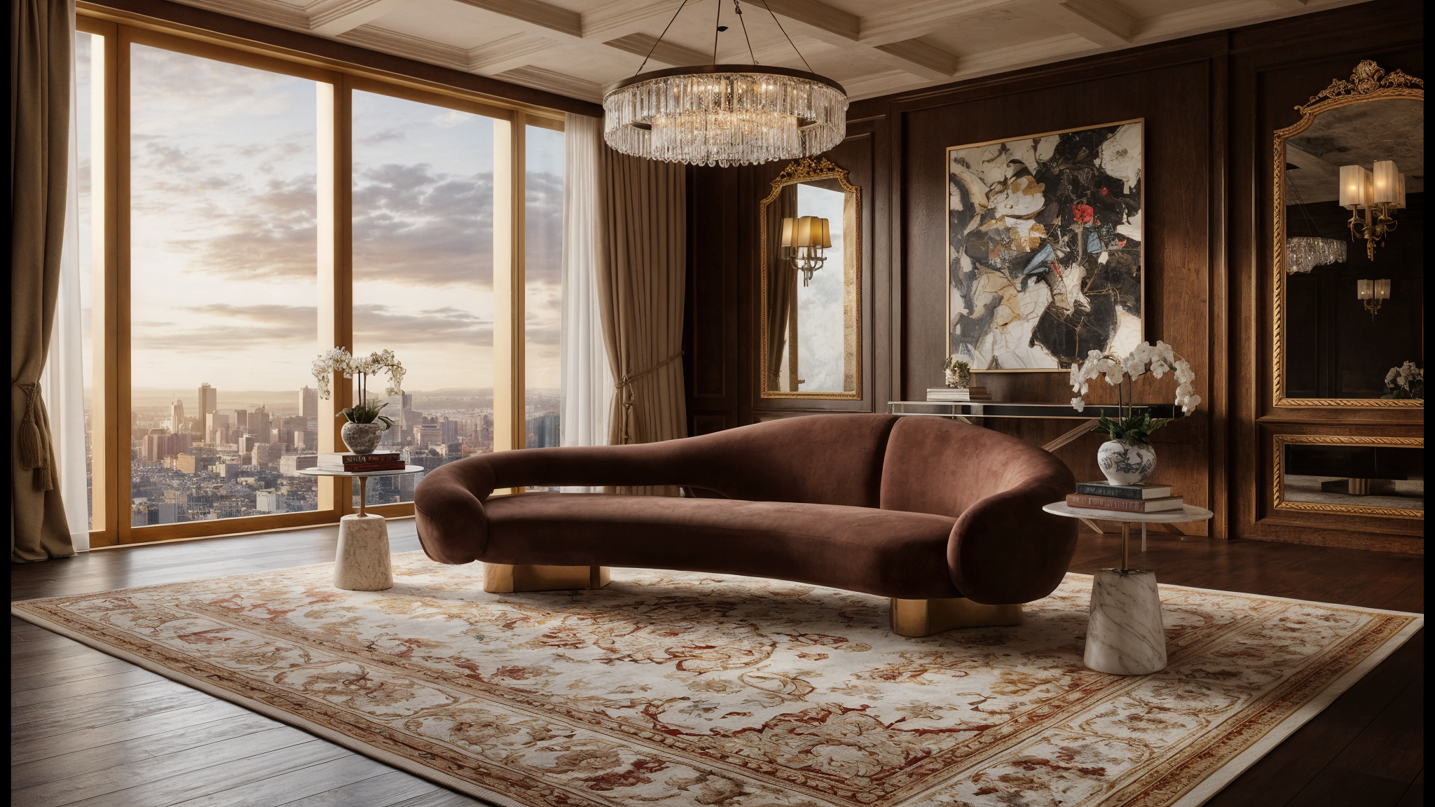 Sora Curved Sofa 3 Seater Suede – lifestyle view – luxury curved sofa India – The Flamingo Life