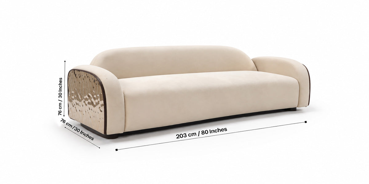 Mori Japandi Sofa | 3 Seater | Suede Fabric