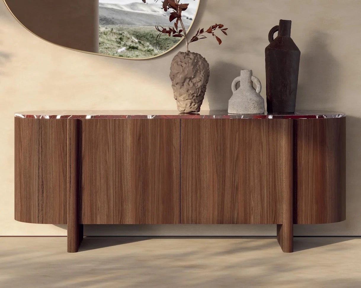 Walnut Console with Onyx top - walnut wood console table - The Flamingo Life