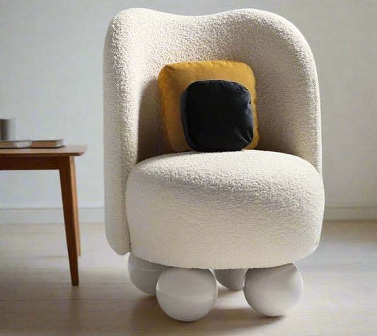 World On My Feet Accent Chair - boucle fabric accent chair - The Flamingo Life