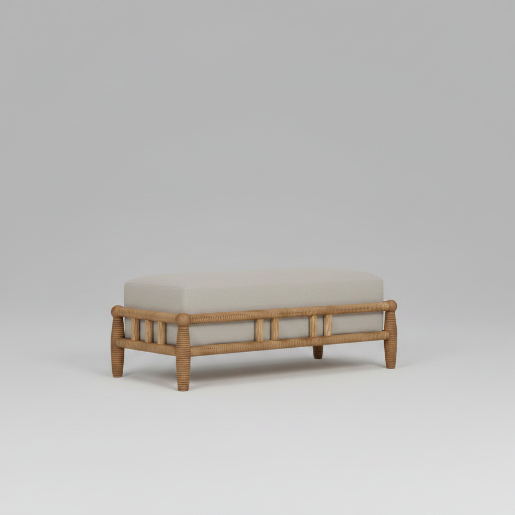 Yamuna Outdoor Teak Furniture – garden setting view – luxury outdoor teak furniture India – The Flamingo Life