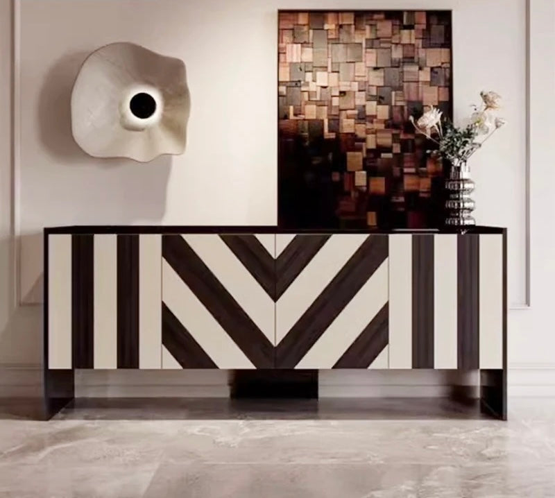 Zebra Abstract Entryway/ Foyer Veneer Console Table