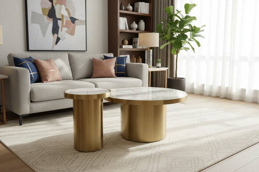 Clyde Coffee Table Set - marble coffee table - The Flamingo Life