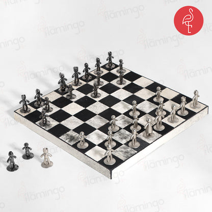 Humanoid silver chess set