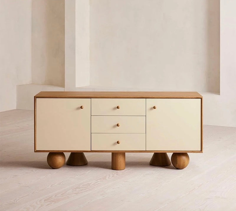 Cone Sphere Console/Cabinet view 7 - Japandi console table - The Flamingo Life