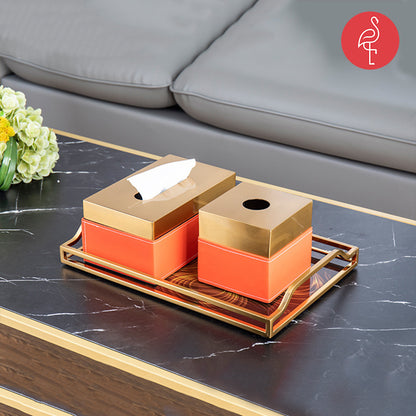 Chic orange leather tissue box