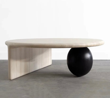 Marble top with wooden sphere coffee table