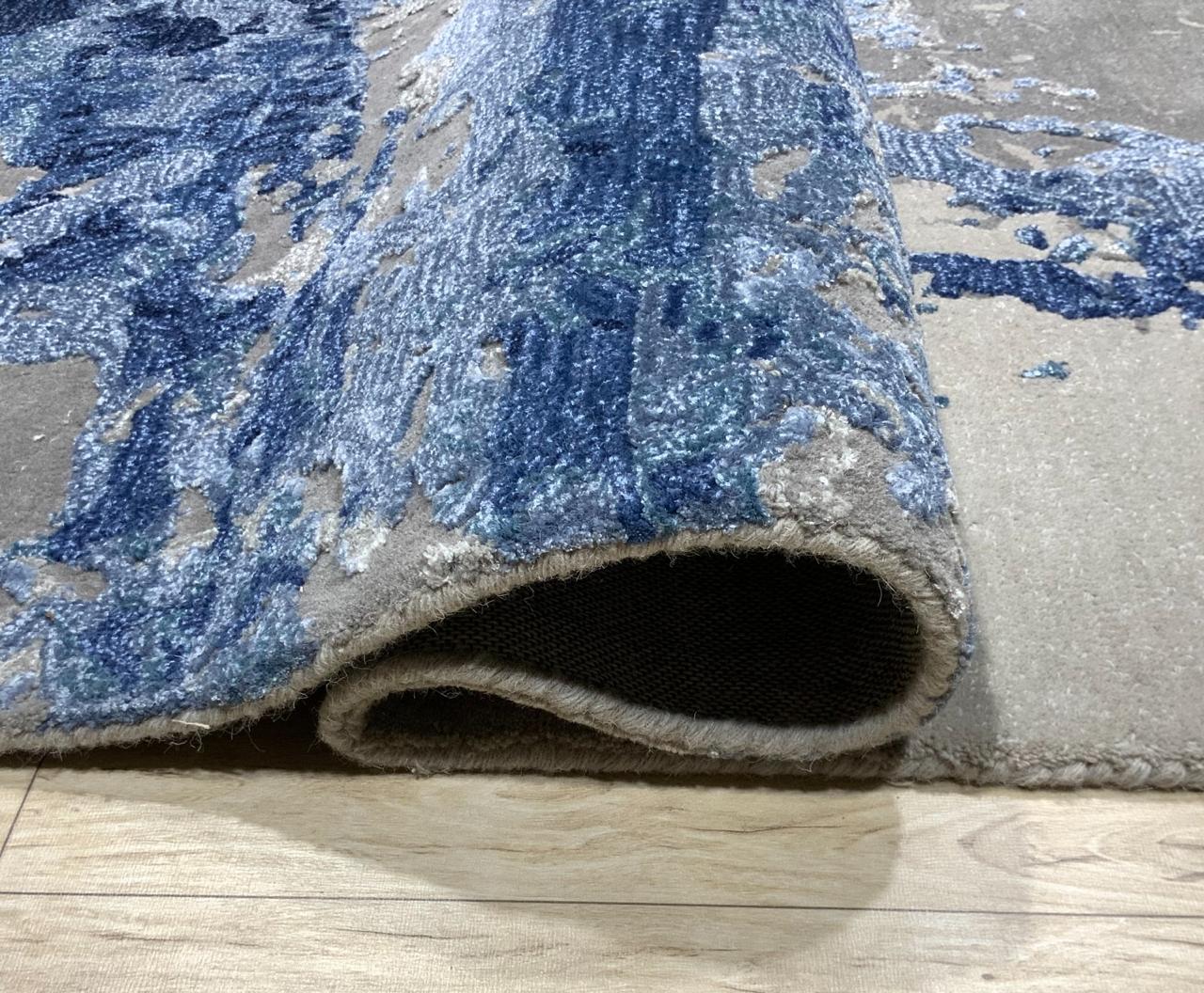 Oceanic Blue Hand Tufted Carpet – room view – luxury hand tufted carpet India – The Flamingo Life