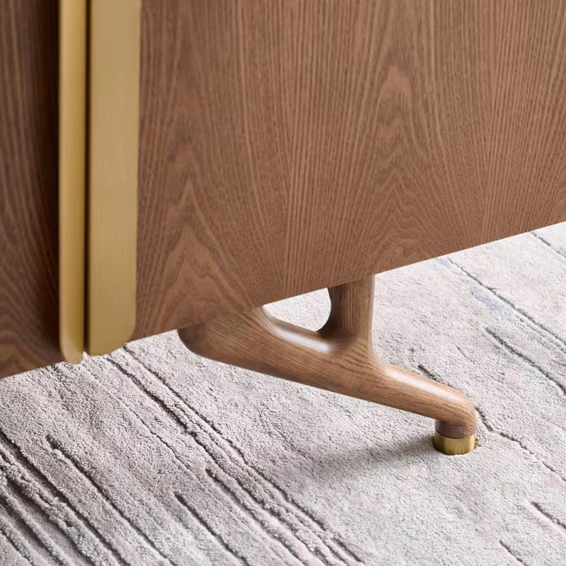 Glory Exquisite Veneer Console close-up - wood veneer console table - The Flamingo Life