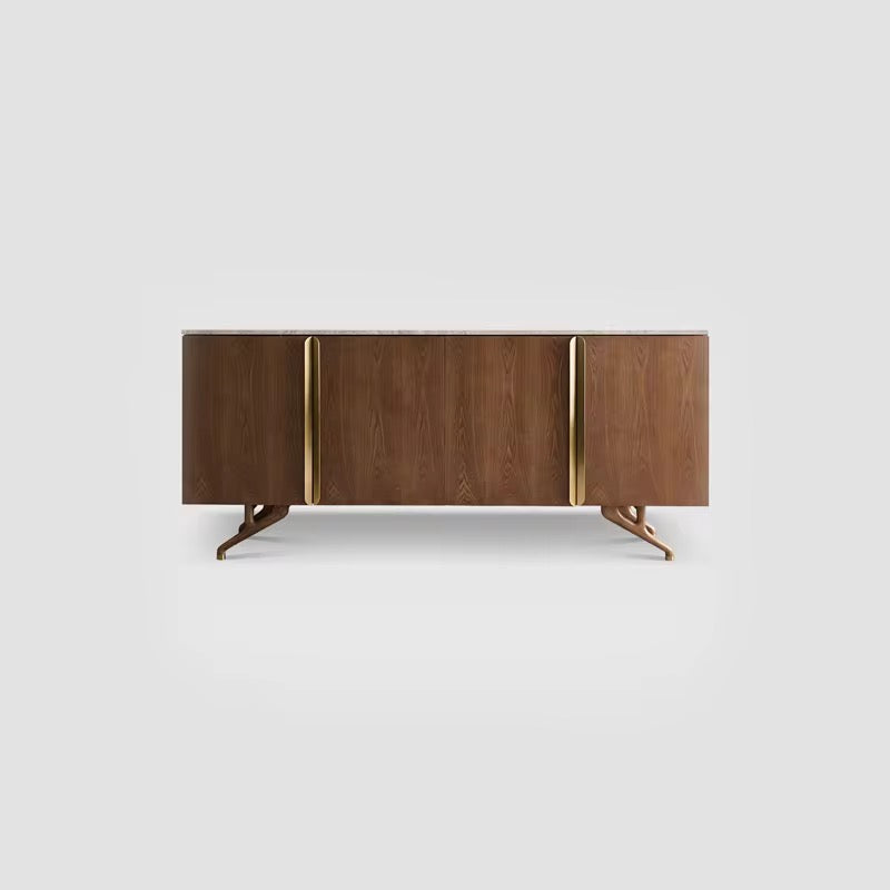 Glory Exquisite Veneer Console detail view - wood veneer console table - The Flamingo Life