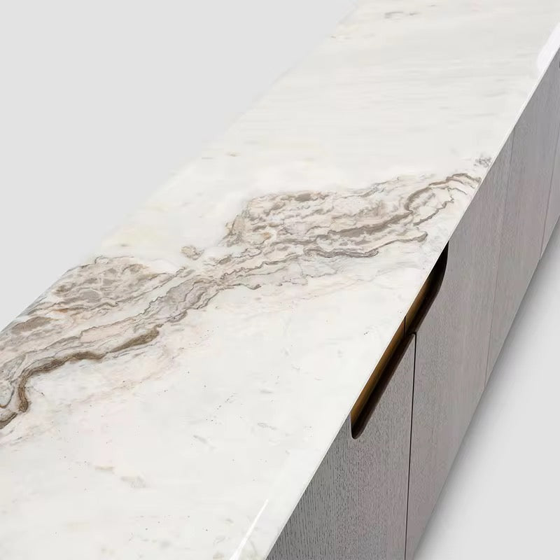 Marble Top Tula Console/Buffet Table lifestyle view - marble console table - The Flamingo Life