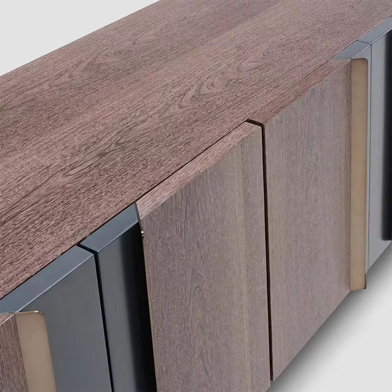 Elon Console/Buffet Table close-up - wood veneer console table - The Flamingo Life