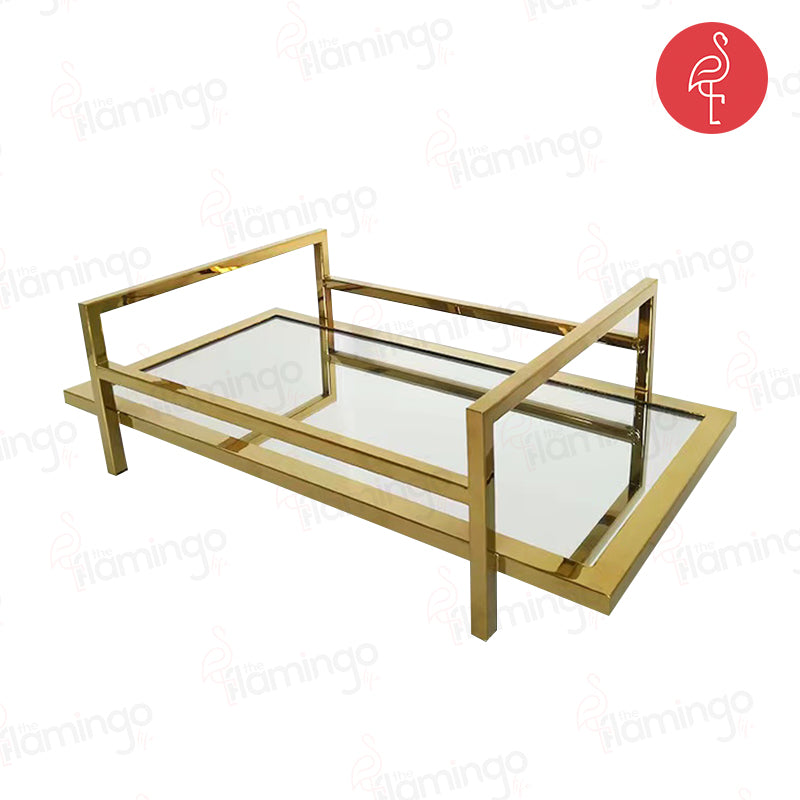 Retro Gold Queen Tray – angle view – luxury decorative tray India – The Flamingo Life