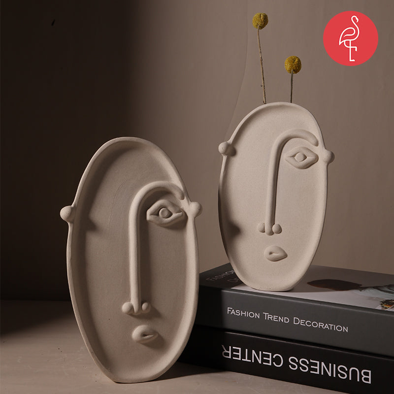 Stella Nordic Face Vase – ambient view – luxury ceramic vase India – The Flamingo Life