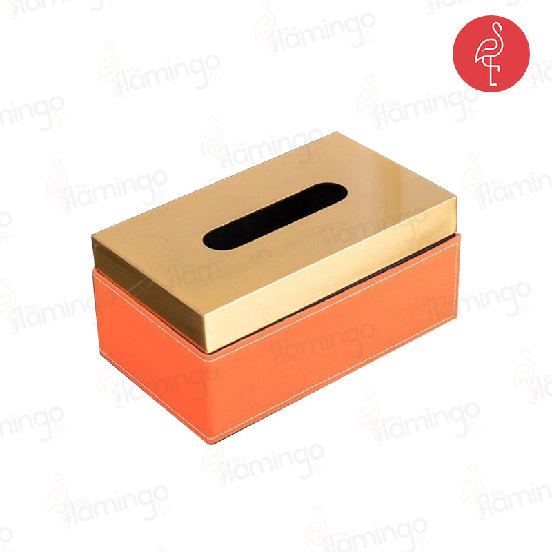 Chic orange leather tissue box