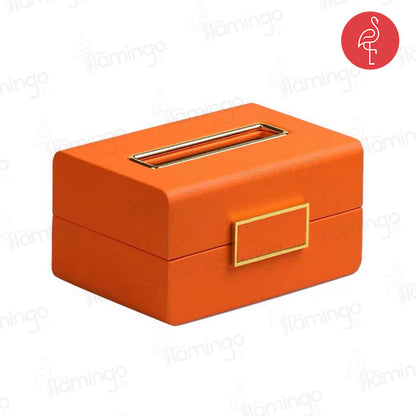 Chic orange leather tissue box