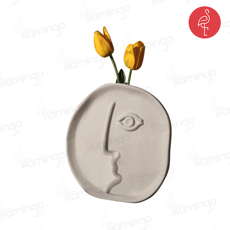 Stella Nordic Face Vase – colour variant view – luxury ceramic vase India – The Flamingo Life