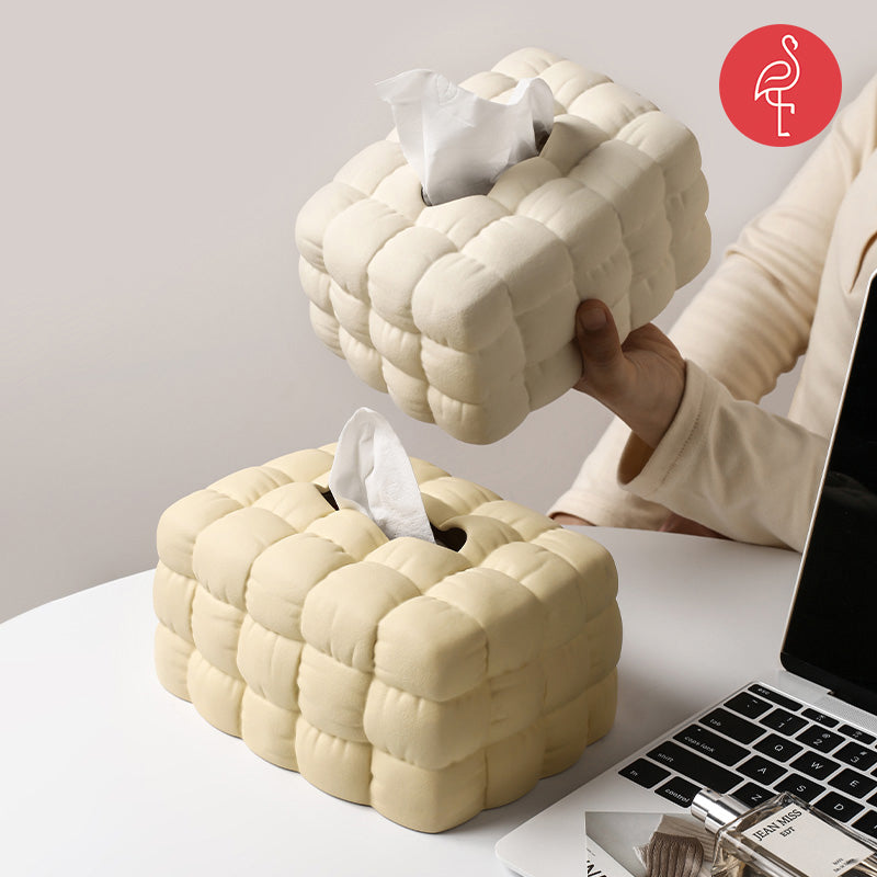 Peaches Nordic Tissue Box – silver variant view – luxury tissue box India – The Flamingo Life