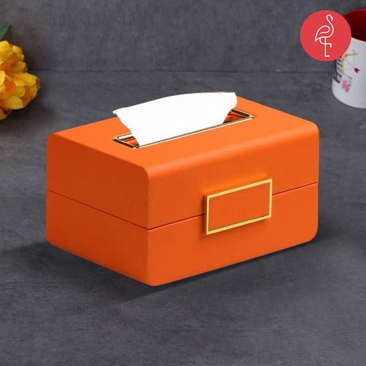 Chic orange leather tissue box
