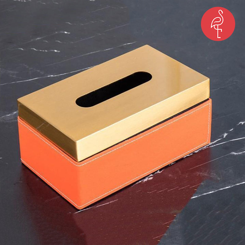 Chic orange leather tissue box