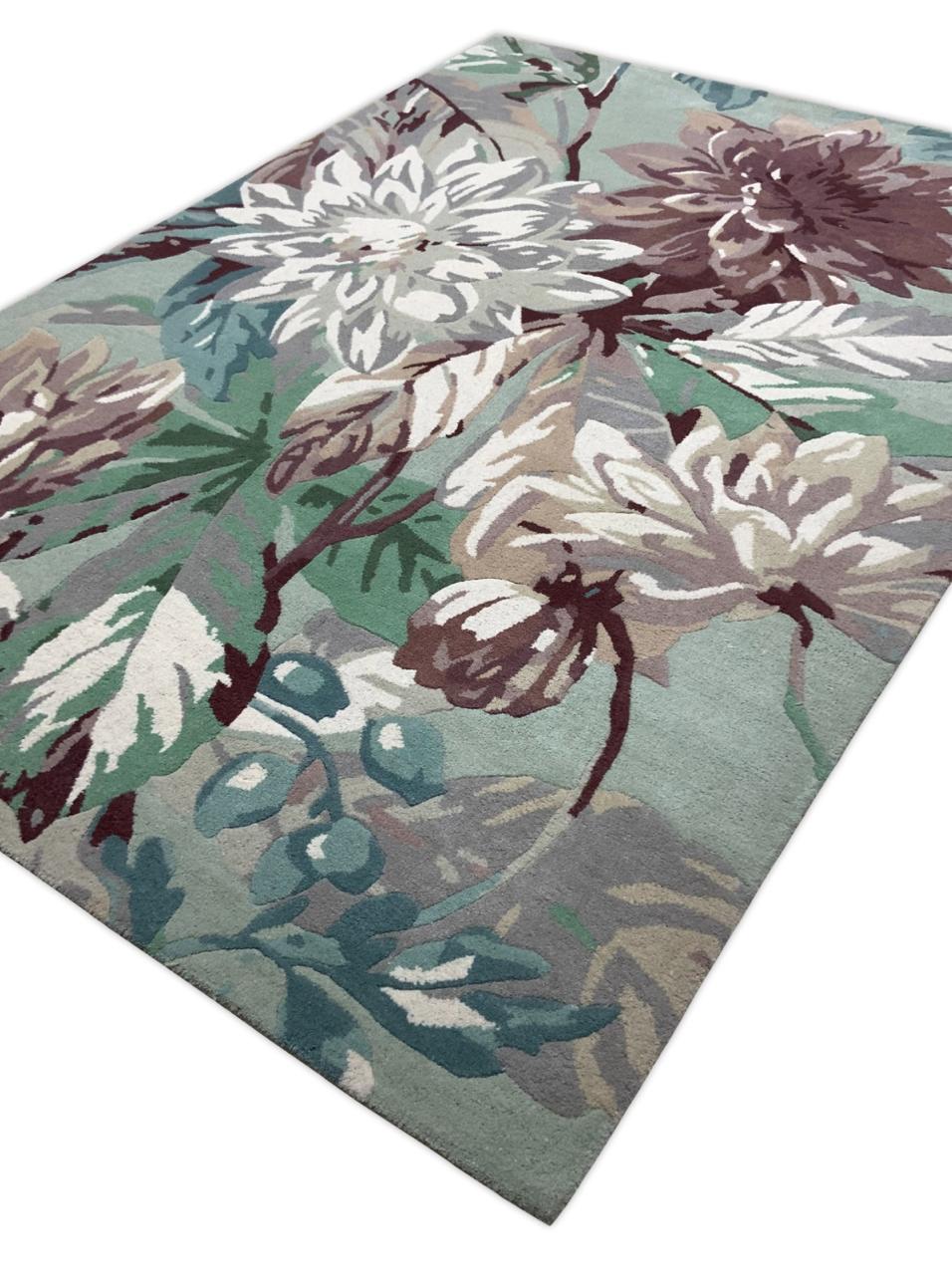 Premium Hand Tufted Floral Carpet – detail view – luxury hand tufted floral rug India – The Flamingo Life