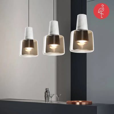 Venecia Marble & Glass Hanging Lights – close-up – luxury pendant light India – The Flamingo Life