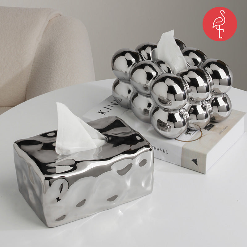 Bubbles Glossy Tissue Holder – lifestyle view – luxury tissue holder India – The Flamingo Life