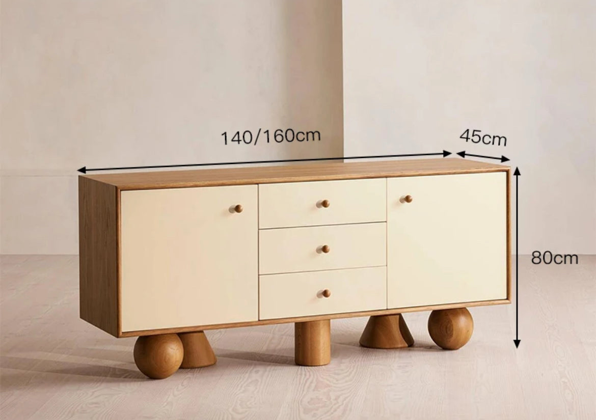 Cone Sphere Console/Cabinet lifestyle view - Japandi console table - The Flamingo Life