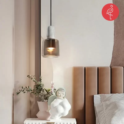 Venecia Marble & Glass Hanging Lights – side view – luxury pendant light India – The Flamingo Life